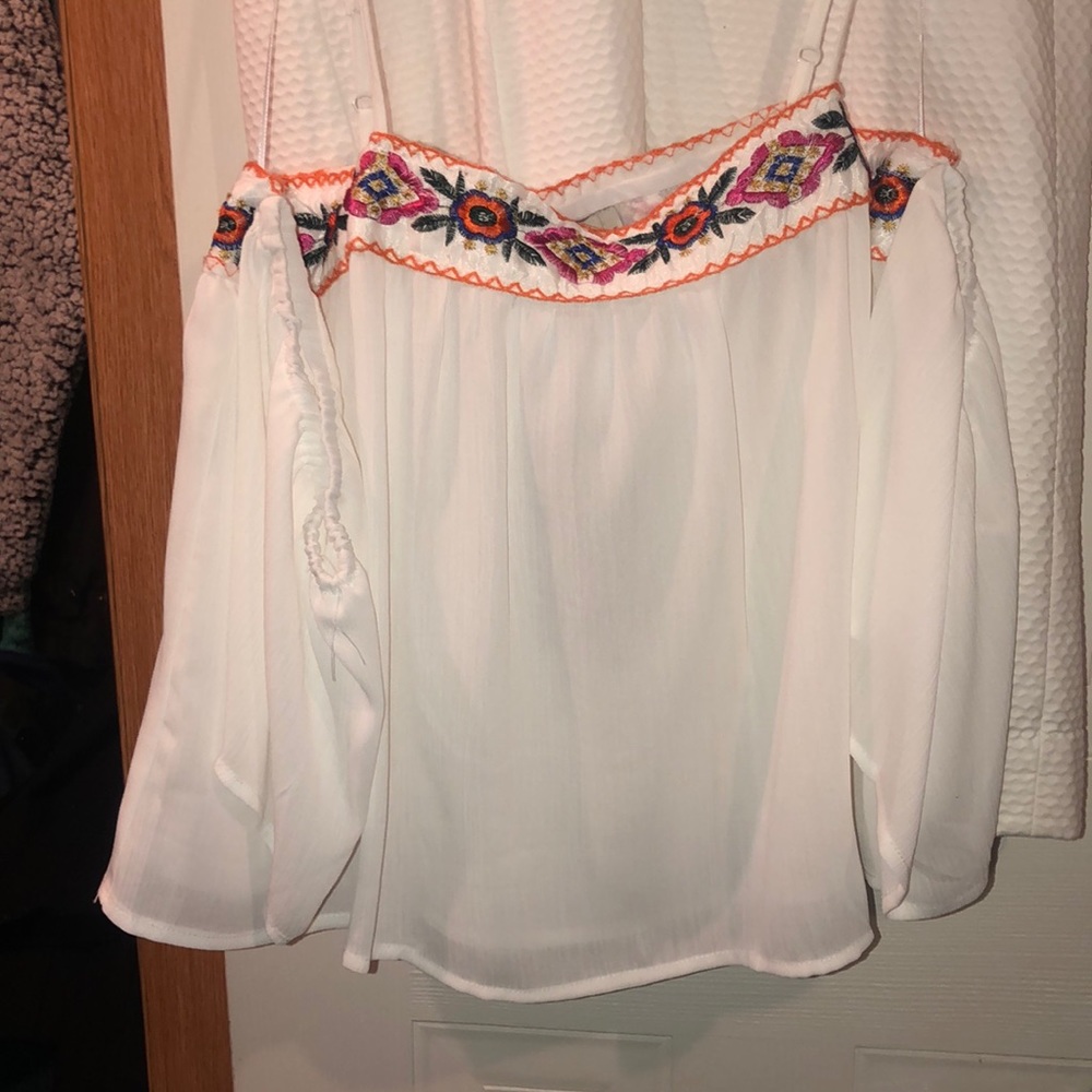 White crop top , it has beautiful embroidery!